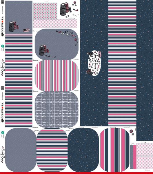My Sewing Bag  by Käselotti Panel ca. 1,60 m Rosa, Dunkelblau